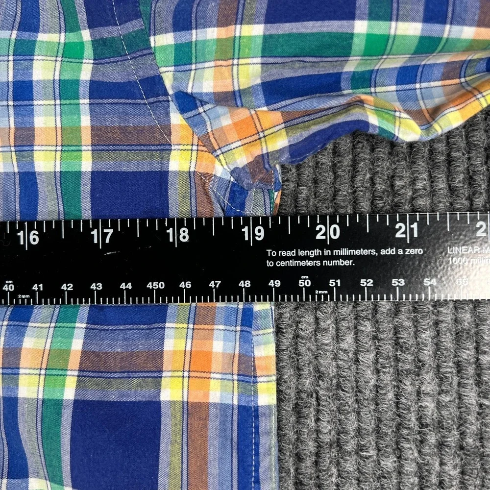 Ralph Lauren Shirt Youth Boys Large Blue Green Plaid Long Sleeve Button Down